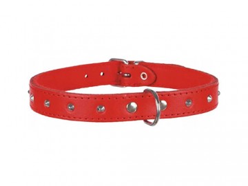 Trixie (Трикси) - Ошейник для собак из натуральной кожи с заклепками, L: 46-55 cм, 22 мм, красный