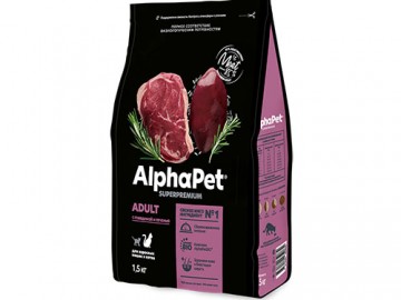 AlphaPet (АльфаПет) - Superpremium, Сухой корм для взрослых кошек и котов, с говядиной и печенью, 7 кг