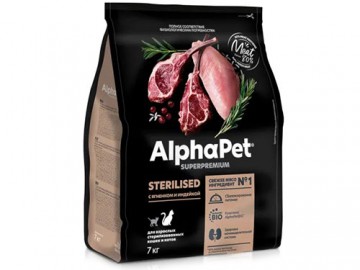 AlphaPet (АльфаПет) - Superpremium, Сухой корм для взрослых стерилизованных кошек, с ягненком и индейкой, 7 кг