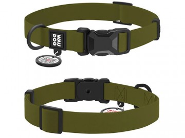 WAUDOG (Ваудог) - Magnet, Ошейник для собак водостойкий, магнитная пряжка фастекс, M, ш 20 мм, дл 28-40 см, хаки