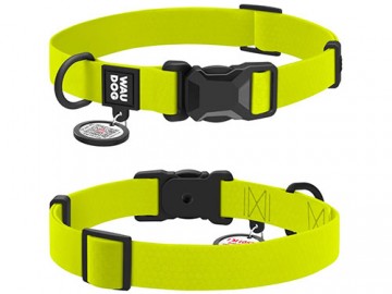 WAUDOG (Ваудог) - Magnet, Ошейник для собак водостойкий, магнитная пряжка фастекс, M, ш 20 мм, дл 28-40 см, лимонный