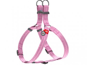 WAUDOG (Ваудог) - Re-cotton, Шлейка для собак с QR паспортом, светоотражающий, пластиковый фастекс, L, ш 25 мм, дл 60-90 см, розовый