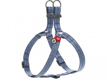 WAUDOG (Ваудог) - Re-cotton, Шлейка для собак с QR паспортом, светоотражающий, пластиковый фастекс, M, ш 20 мм, дл 50-80 см, синий