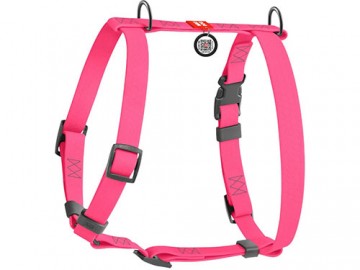 WAUDOG (Ваудог) - Waterproof, Шлейка анатомическая H-образная с QR паспортом, пластиковый фастекс, L, ш 25 мм, A 50-85 см, B 60-100 см, розовый