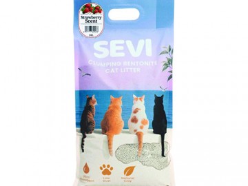 SEVI (СЭВИ) - Наполнитель бентонитовый комкующийся с ароматом клубники, 10 л (8 кг)