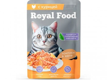 Royal Food (Роял Фуд) - Влажный корм для взрослых кошек, ломтики в желе с курицей, пауч 75 г