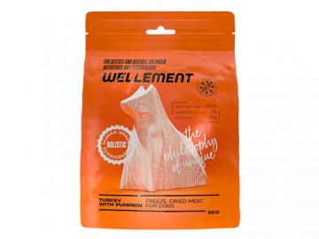 Wellement (Веллемент) - Лакомство для собак Сублимированное мясо индейки с тыквой, 60 г