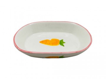 №1 - Миска керамическая для грызунов, белая овальная с розовой каемочкой, 13 х 9 х 3,7 см, 100 мл (2110)