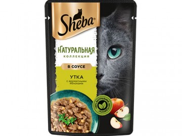 Sheba (Шеба) - Nature's Collection, Влажный корм для кошек с уткой и добавлением яблок, пауч 75 г