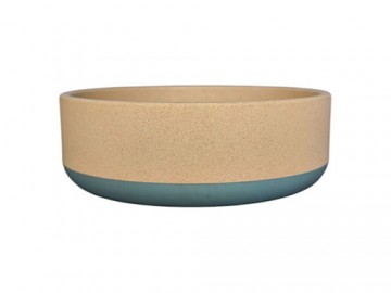 Efox (Ифокс) - Terra, Миска бамбуковая для кошек и собак с антискользящим дном, Ø13 см, 400 мл, бежево-голубой