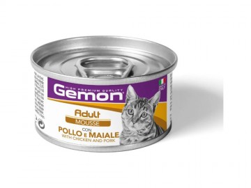 Gemon (Джимон) - Adult Mousse with Chicken & Pork, Влажный корм для взрослых кошек, мусс с курицей и свининой, баночка 85 г
