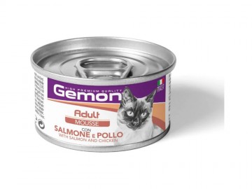 Gemon (Джимон) - Adult Mousse with Salmon & Chicken, Влажный корм для взрослых кошек, мусс с лососем и курицей, баночка 85 г
