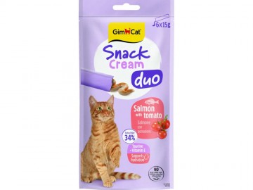 GimCat (ДжимКэт) - Snack Cream Duo Salmon with tomato, Кремовое лакомство для кошек с лососем и томатами, 15 г (штучно)