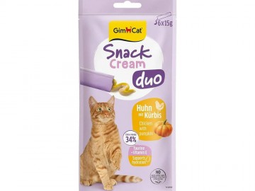 GimCat (ДжимКэт) - Snack Cream Duo Chicken with pumpkin, Кремовое лакомство для кошек с курицей и тыквой, 15 г (штучно)