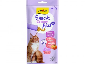 GimCat (ДжимКэт) - Snack Cream Plus Senior Salmon with pumpkin, Кремовое лакомство для пожилых кошек с лососем и тыквой, 15 г (штучно)