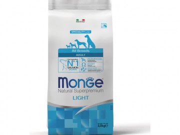 Monge (Монже) - Speciality Light, Сухой корм для взрослых собак всех пород при избыточном весе с лососем и рисом, 2,5 кг