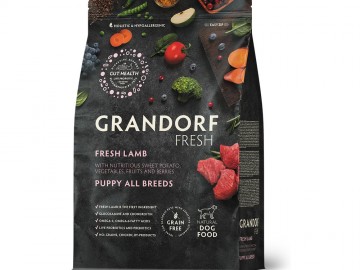 Grandorf (Грандорф) - Fresh Dog Puppy Lamb&Sweet Potato, Сухой беззерновой корм с живыми пробиотиками для щенков и беременных собак, с ягненком и бататом, 3 кг