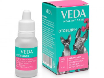 VEDA (ВЕДА) - Отоведин, Капли ушные для собак и кошек с фитокомплексом, 15 мл