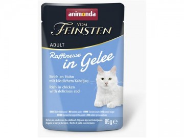 Animonda (Анимонда) - Vom Feinsten Adult Raffinesse, Влажный корм для кошек с курицей и треской в желе, пауч 85 г