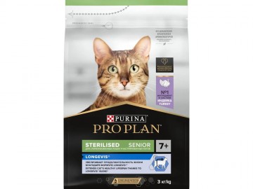Pro Plan (Про План) - Sterilised Senior Turkey 7+, Сухой корм для стерилизованных пожилых кошек старше 7 лет, с индейкой, 3 кг