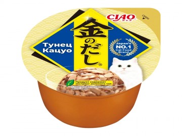 INABA (ИНАБА) - Ciao Kinnodashi Cup, Влажный корм для кошек, Тунец Кацуо в соусе, ламистер 70 г
