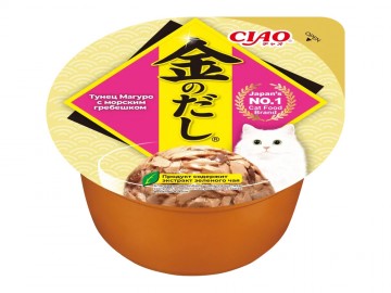 INABA (ИНАБА) - Ciao Kinnodashi Cup, Влажный корм для кошек, Тунец Магуро с морским гребешком, ламистер 70 г