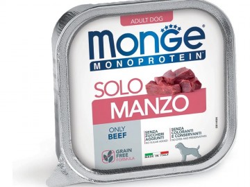 Monge (Монже) - Dog Monoprotein Solo, Беззерновой влажный корм для взрослых собак c говядиной, ламистер 150 г